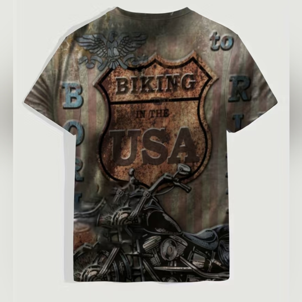 Men's Biker Motorcycle Classic "Biking in the USA"  Novelty T-shirt 🆕